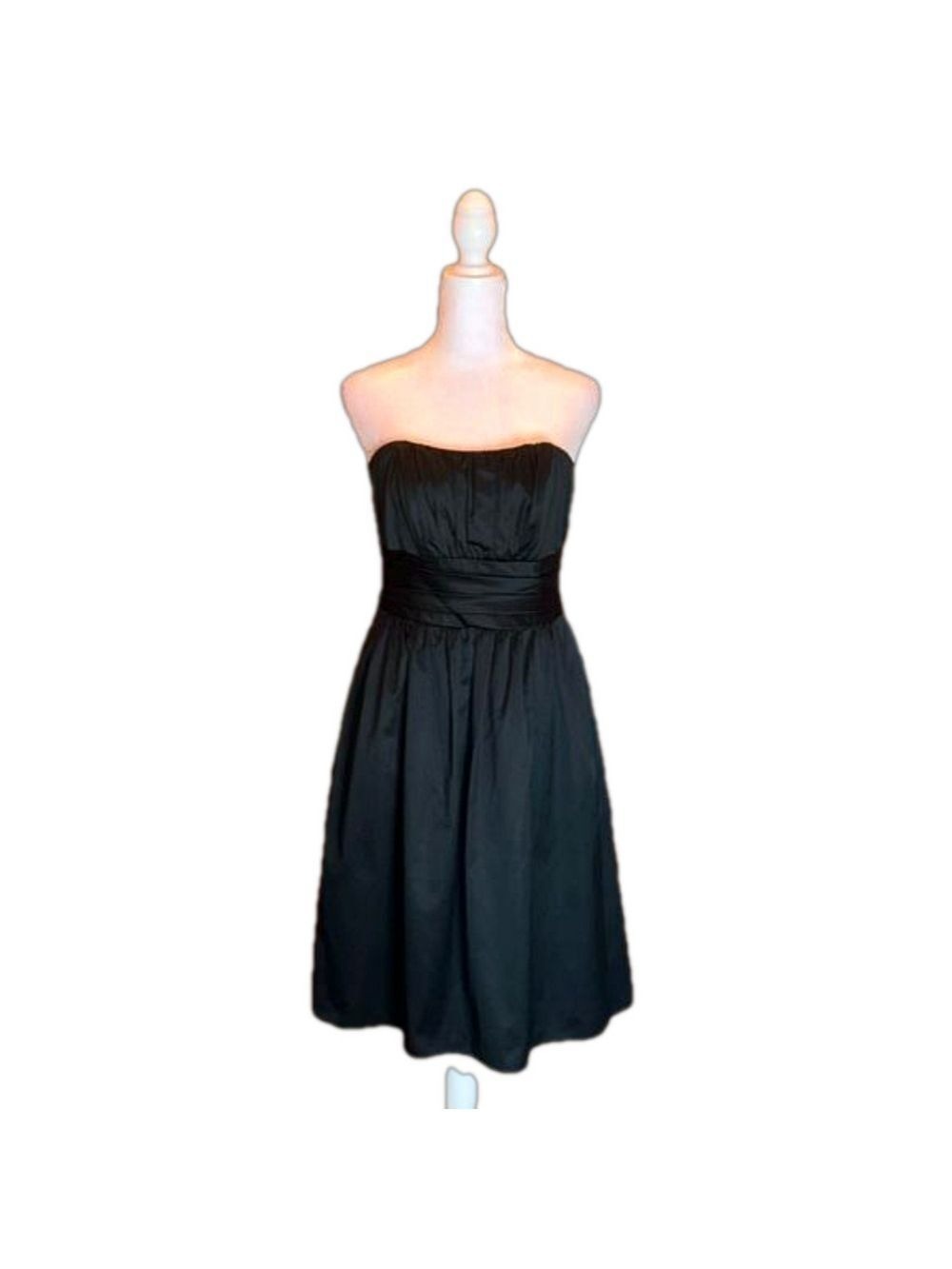 DAVID’S BRIDAL Black Cummerbund Style Strapless Formal Dress Size 4